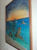 Sea & Rocks ""70 x50 cm"" (quadro con luce led tramonto)