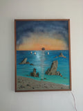 Sea & Rocks ""70 x50 cm"" (quadro con luce led tramonto)