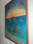 Sea & Rocks ""70 x50 cm"" (quadro con luce led tramonto)