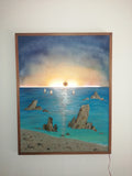 Sea & Rocks ""70 x50 cm"" (quadro con luce led tramonto)